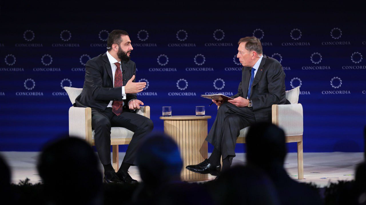 Sharaa and Petraeus Discuss Syria’s Future at Concordia Summit