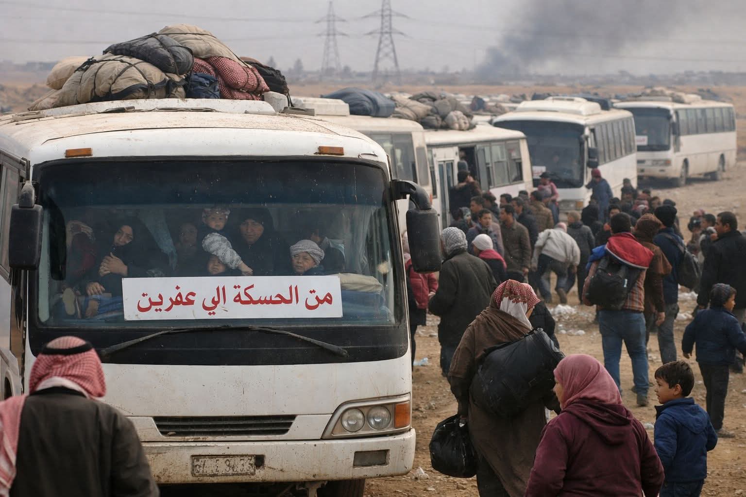 Convoy Departs Aleppo to Return Displaced Afrin Residents